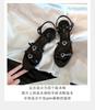 Round head double word with love drill buckle adjustable flat sandals