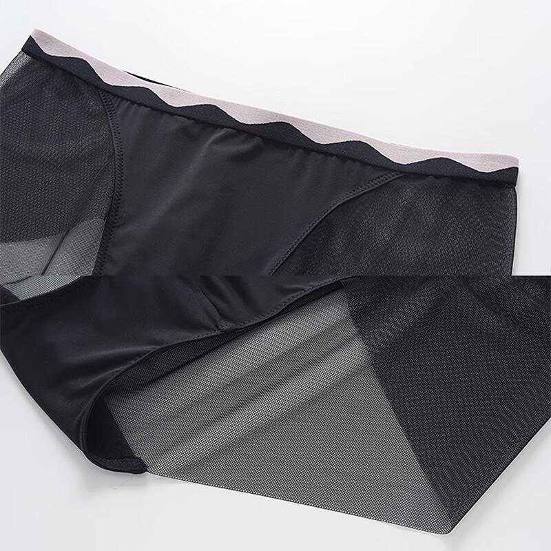 Anlifang Women's Spliced Mesh Low-Waist Briefs