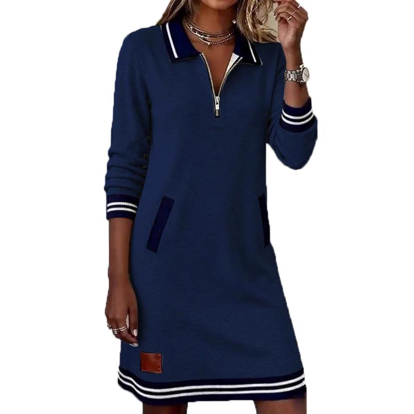 

Women s Fashion Zipper Long Sleeve Dress XL