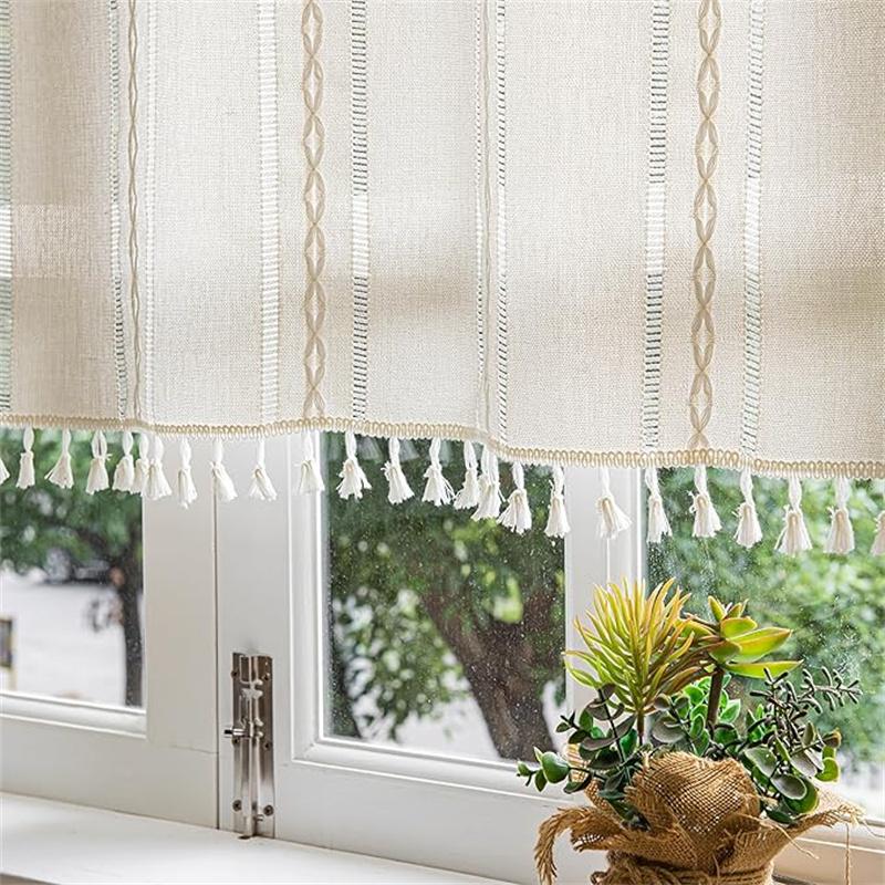 Bedrooms and Living Rooms. Home Door Curtain for Doorway, Light-filtering Privacy Curtain, Bohemian Embroidered Curtain Decoration