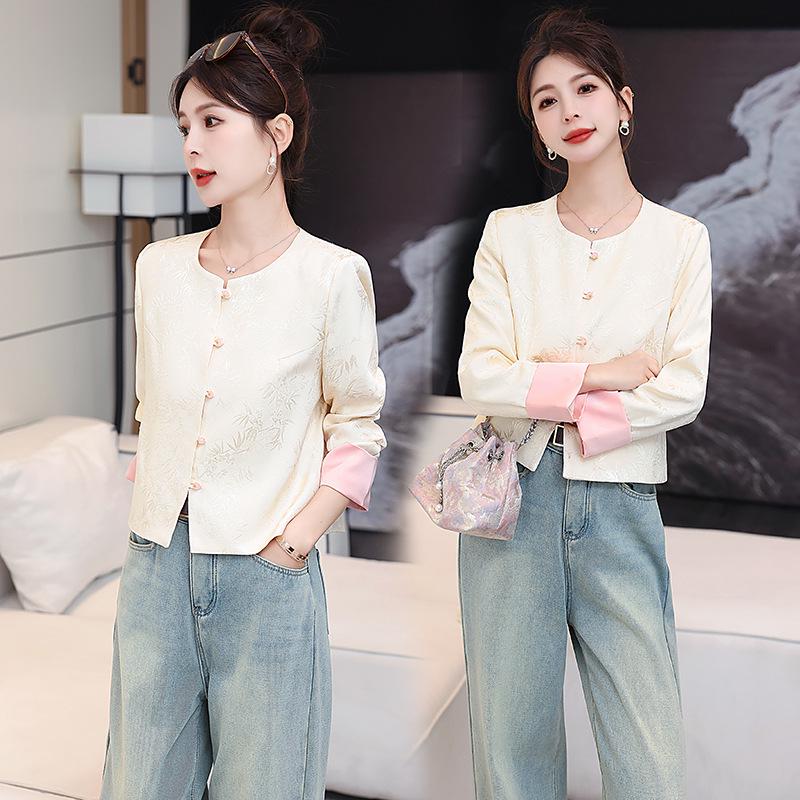 

Весна 2025 Женское пальто в китайском стиле, ретро-мода, приталенное, ME6028 L (110-120 jin)