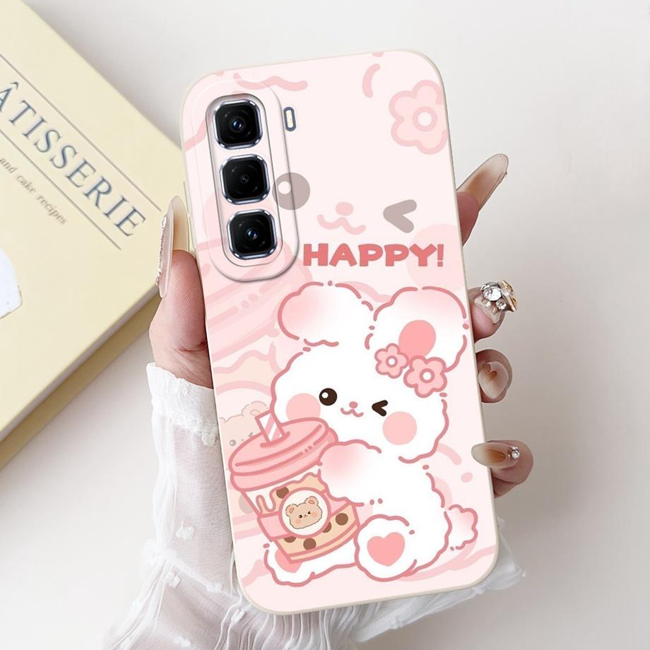 For Infinix Hot 50 Pro+ Hot50 Pro Hot 50 Pro Plus 4G Phone Case Soft Silicone Back Cover Love Heart Girly Flower Painting Fundas