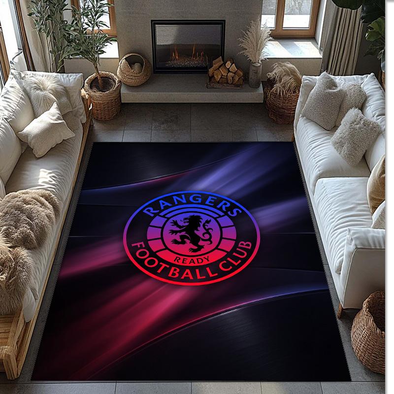 Rangers FC Soccer Football Pattern Soft Area Rug Non Slip Indoor Floor Carpet Sports Decor Mat for Bedroom