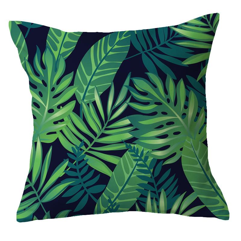 Office Chair Cushion Home Pillow Case Ins Plush Printed Pillow Case Green Plant Nordic Style Pillow