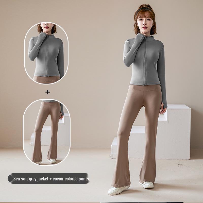 Women's Quick-Dry Zip-Up Sports Jacket with Stand Collar and Long Sleeves for Running and Yoga