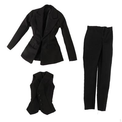1/6 Scale 3pcs Doll Clothes for Female Figures Jacket And Pants Handmade Complete Costume 12