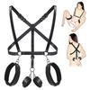Sexual Bondage Restraint Kit BDSM Leather Thigh Sling Breast Belt Rear Handcuffs Spread Legs Slave Fetish Anal Hooks Fetish