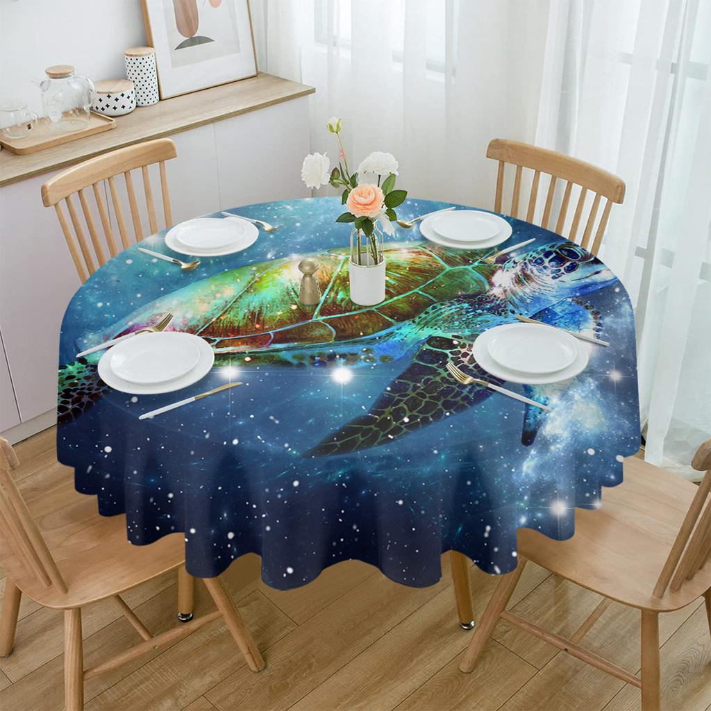 Cielo Stellato Tartaruga Marina Graduale Tovaglia Rotonda Copritavolo Impermeabile Per Decorazione Matrimonio Festa Copritavolo per Tavolo da Pranzo
