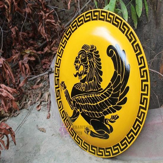 Viking Round Wooden Shield 66.04 Cm LARP Replica Shield Cosplay Knight Shield Home Decor Medieval Dragon Warrior