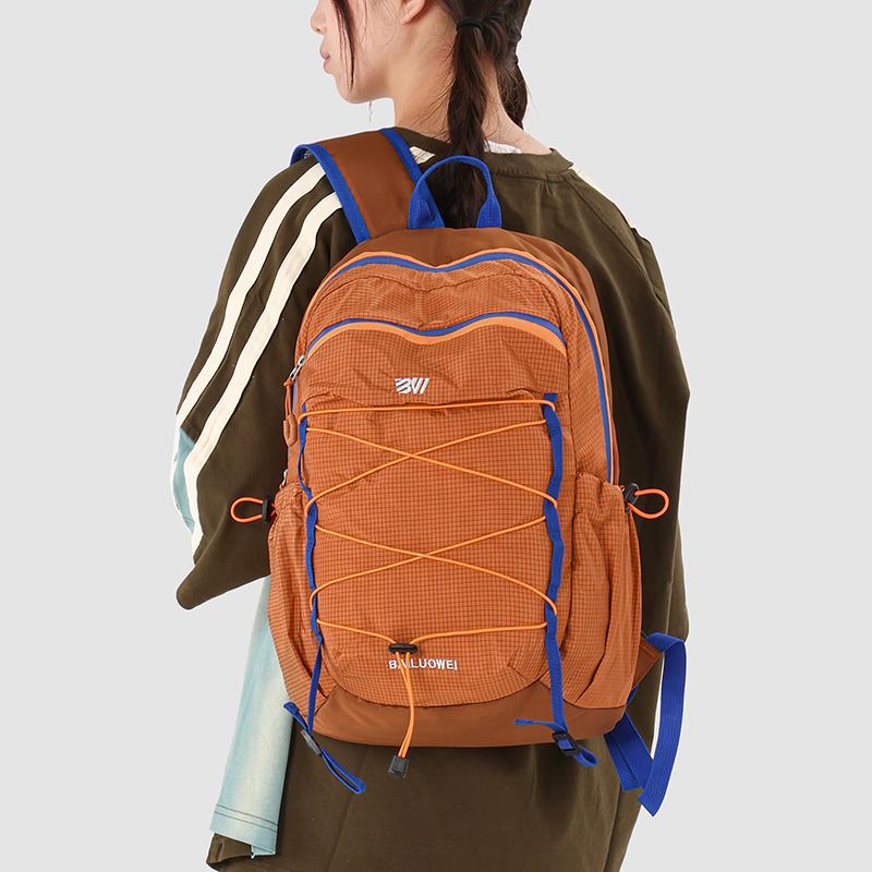 Color Block Backpack Unisex Commuter Large Capacity Lightweight Travel Backpack Student Schoolbag