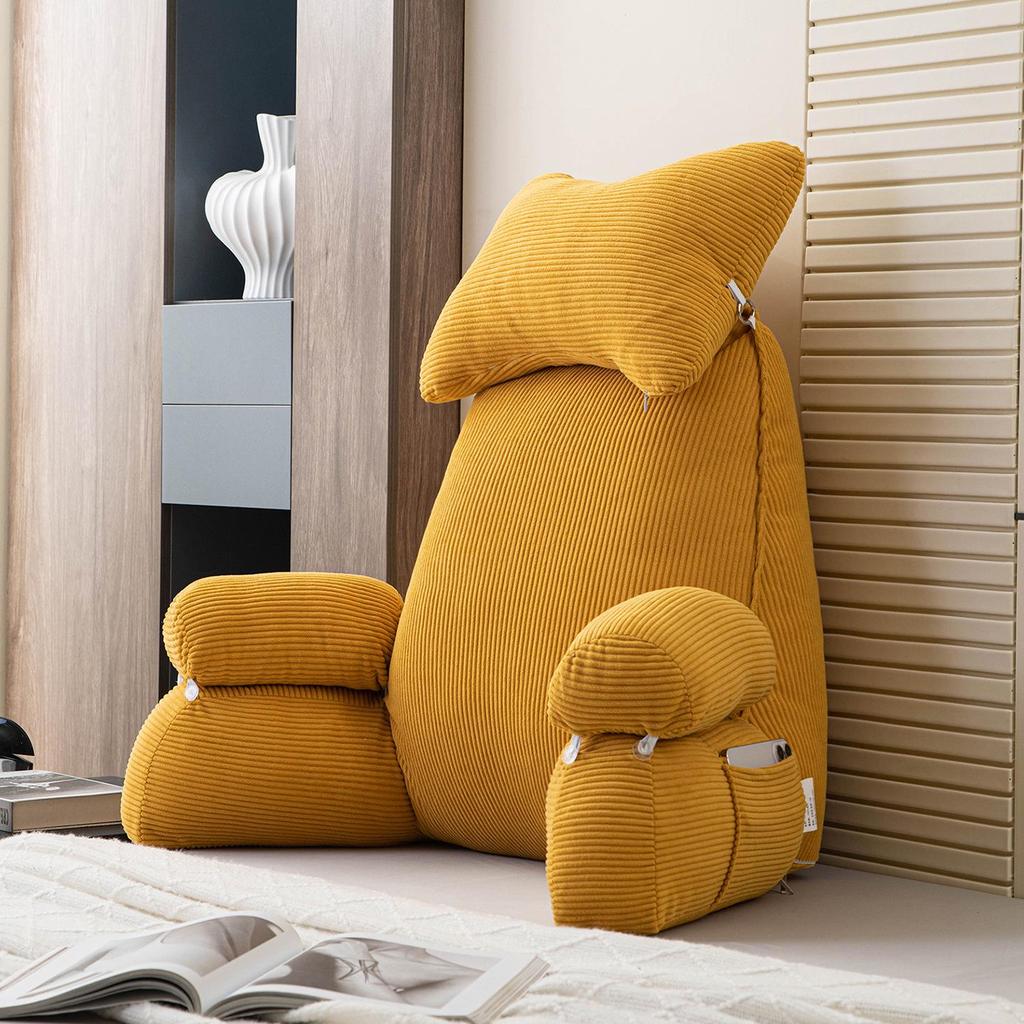 Corduroy Headboard Cushion: Soft Upholstered Lumbar Support & Neck Protection Pillow for Reading in Bed or Dorm