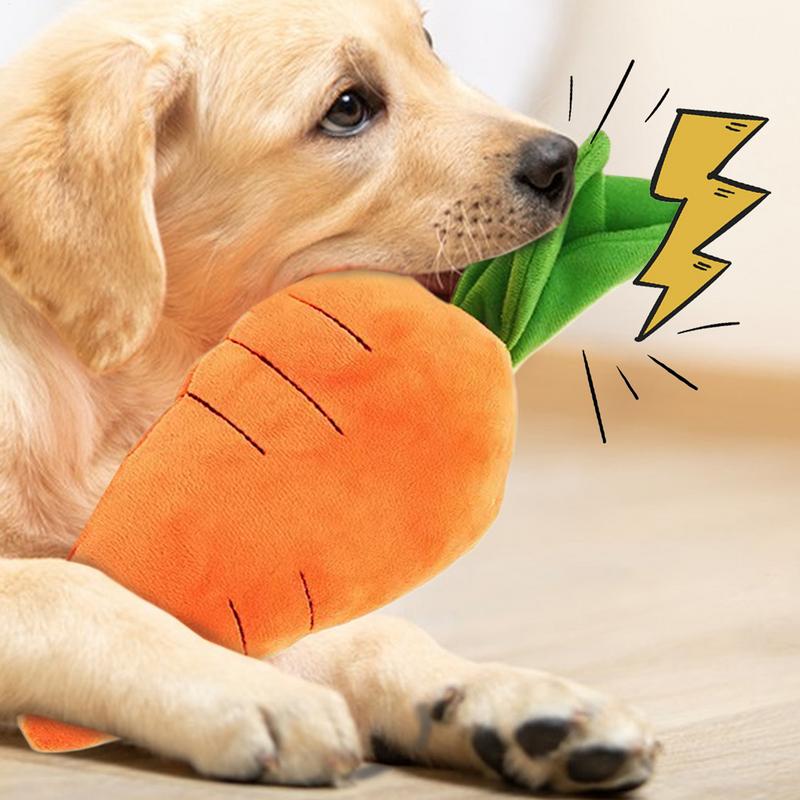 Carrot Dog Puzzle Toys Carrot Shape Dog Squeak Toys Stress Relief Dog Toys Stuffed Plush Puppy Toys For Small Medium And Large