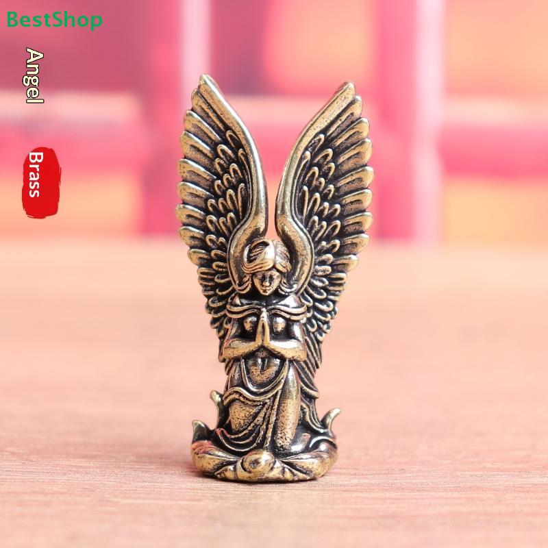 Vintage Brass Angel Figurine - Small Praying Angel Statue for Home Decor, Desktop Ornament & Collectible Gift