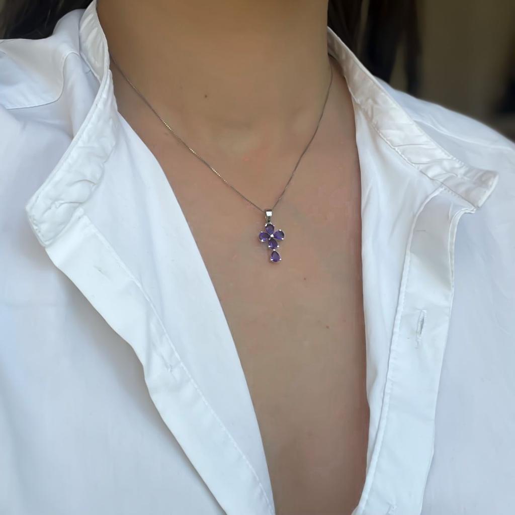 Silver Cross with Amethyst 1.46ct (2139126)