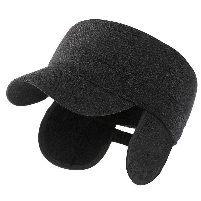 Men'S Big Size 63Cm Full Sealed Flat Top Hat Winter Thickened Warm Large Size Dad Hat Outdoor Cold-Resistant Ear-Protecting Hat