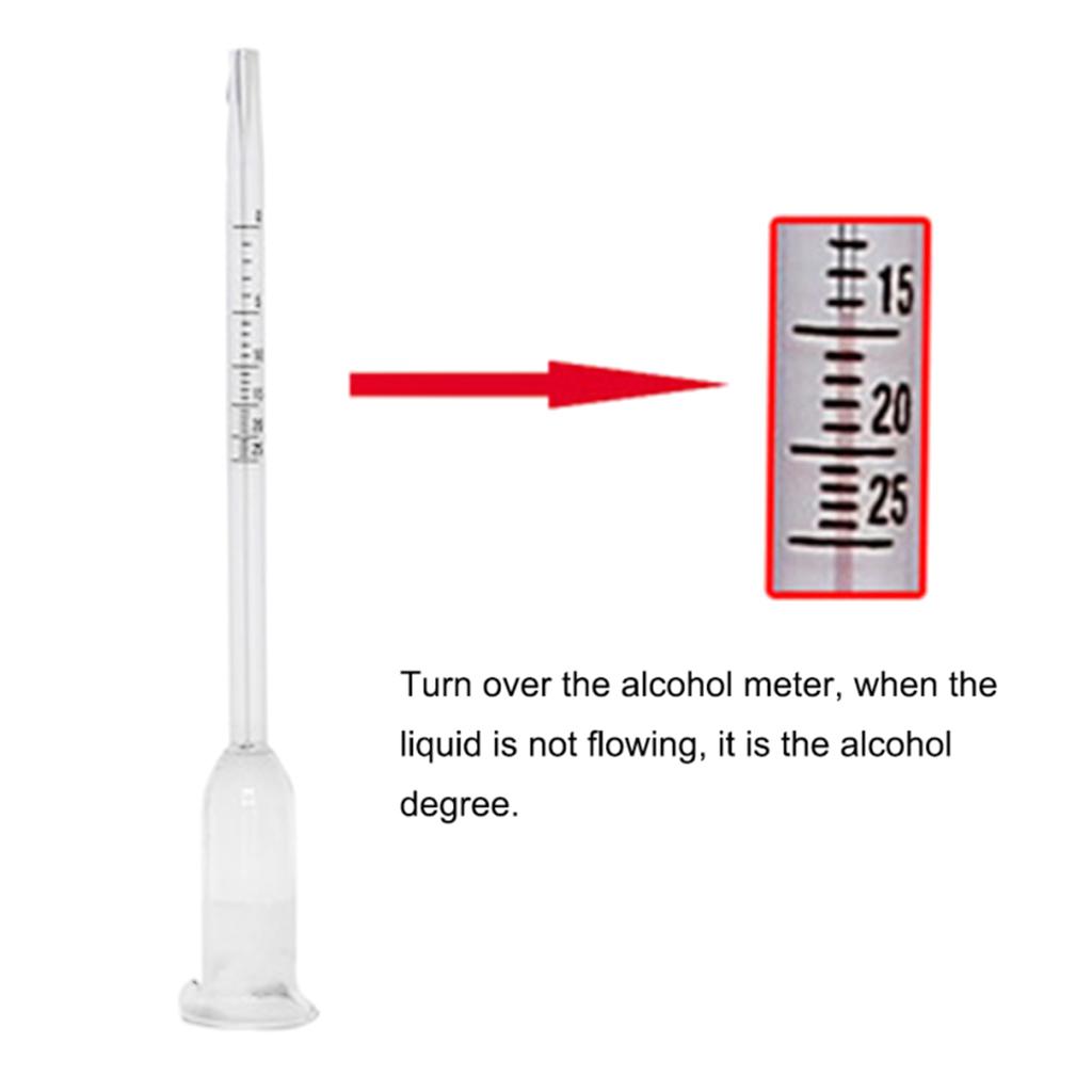 Tester Alcolico in Vetro Termometro Alcolico Misuratore di Vino 0-25 Gradi Strumenti di Misura a Bacchetta di Vetro Materiale in Vetro per Vino Rosso