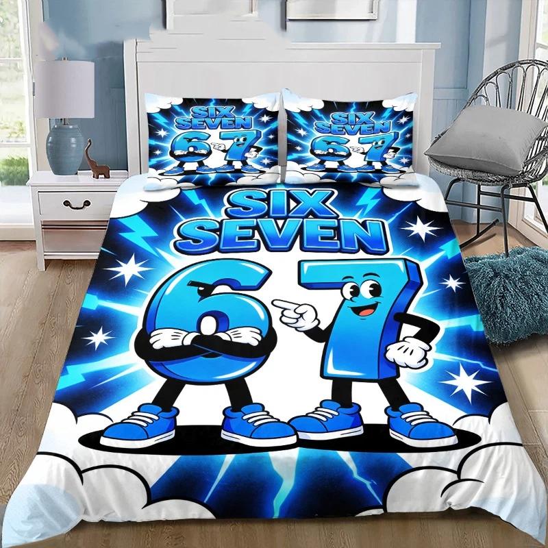 Mignon 67 Caractères Nuage Éclair Ensemble de Literie Dessin Animé Housse de Couette Taies d'Oreiller Chambre d'Enfant Literie Maison Sans Remplissage EU Single 135*200cm/53x79in 3pcs blue