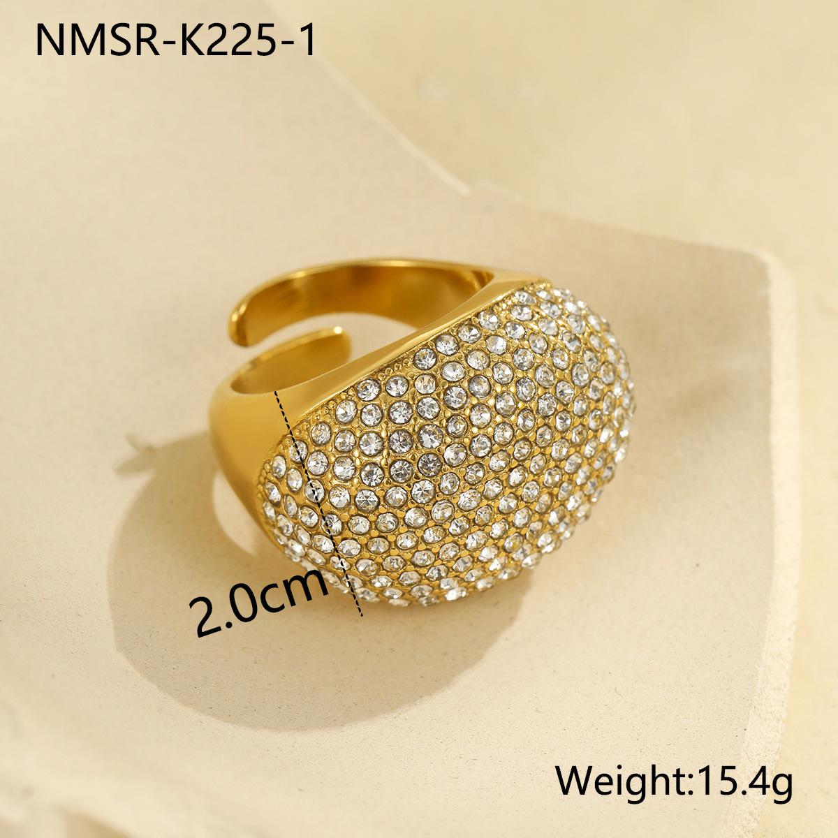 GEMCHIC Women s Stainless Steel Geometric Zircon Ring Full Diamond Statement Jewelry