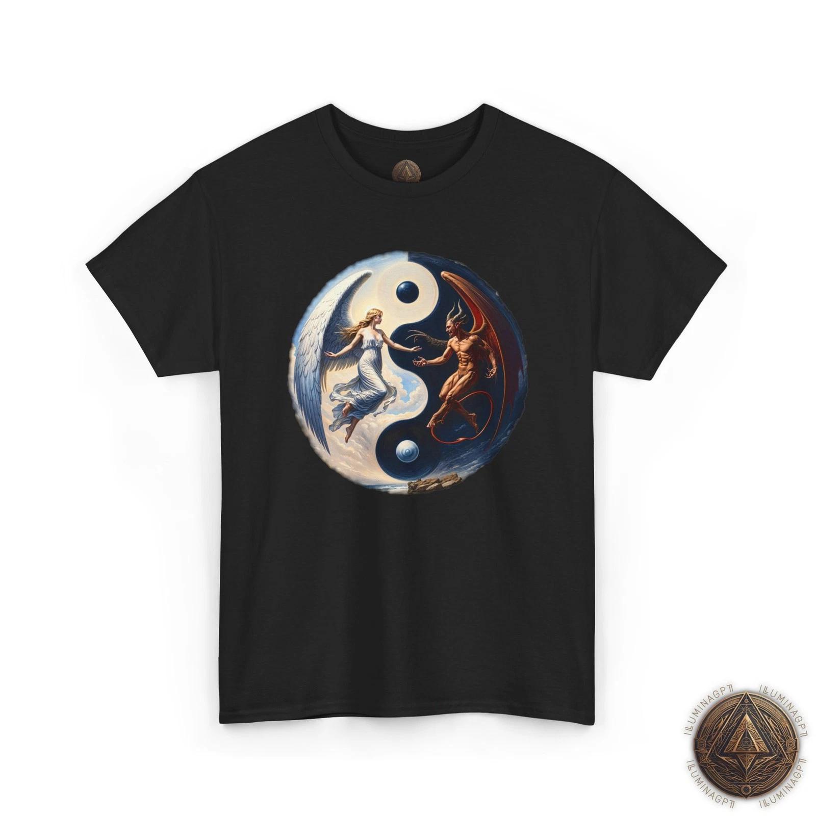 Yin-Yang Angel Devil Tee, Good vs Evil Spiritual Shirt, Unisex Graphic T shirt 4XL