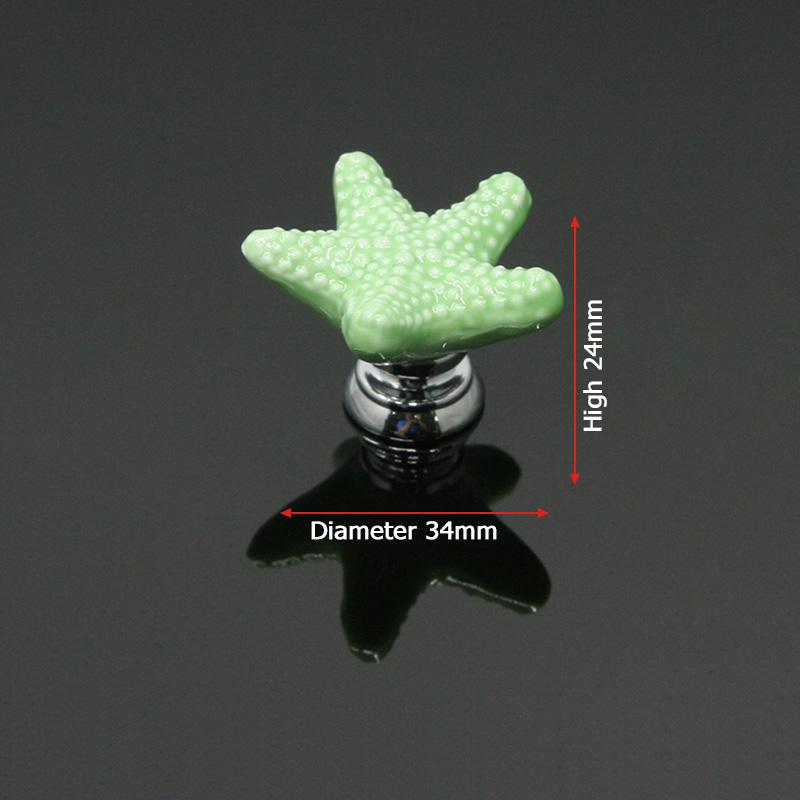 KAK Starfish Ceramic Drawer Knobs Cabinet Pulls Kitchen Handles Cartoon Furniture Handle for Kids Room Furniture Hardware