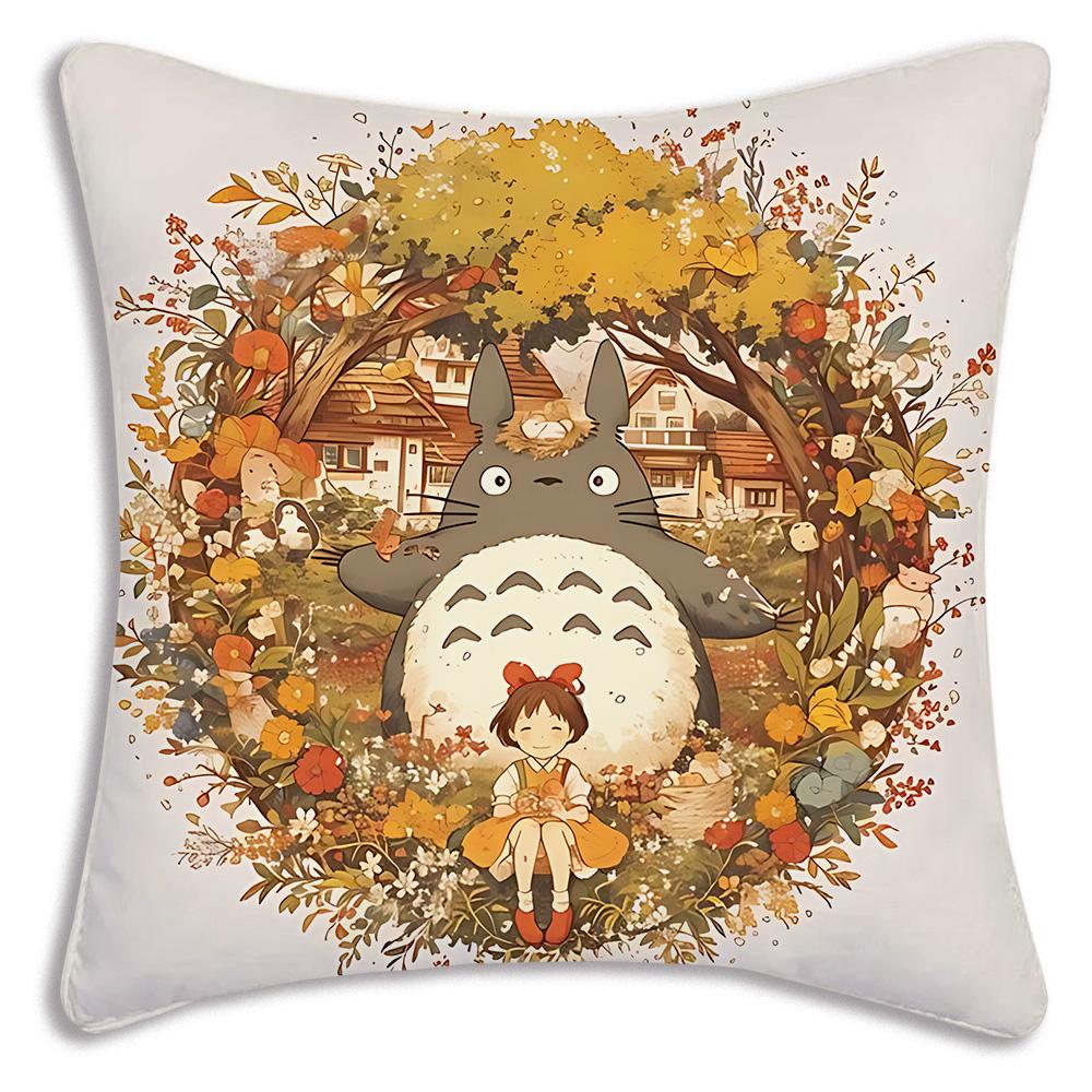 Hot Cartoon Cute Pillow Covers Cartoon Sofa Decorative Home Double-Sided Printing Short-T-Totoros Plush Cute Cushion Cover