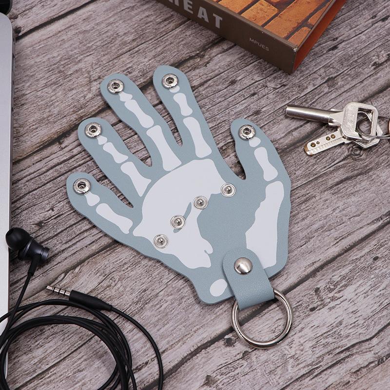 Creative Punk Style Skeleton Finger Keychains PU Leather Halloween Novelty Keychains New Popular Products Funny Bone Keyholders