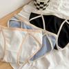 3PCS Summer Thin Women's Black Mid-Rise White High-Cut Sexy Panties