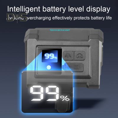 Bicycle Headlight Digital Display 5 Modes Adjustable Lightweight Waterproof Rechargeable MTB Road Mountain Bike Night Riding LED Front Lamp