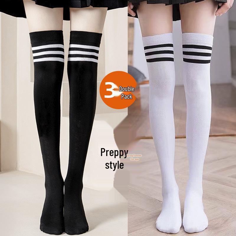 Women's Over-the-Knee High Socks: Summer Black Japanese School Style Trendy, Thin, High-Top Long Socks for Students