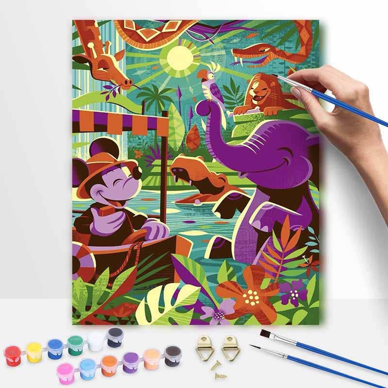 Disney Jungle Cruise Mickey digital oil painting diy coloring handpainted filling home decoration gift, art painting for living room