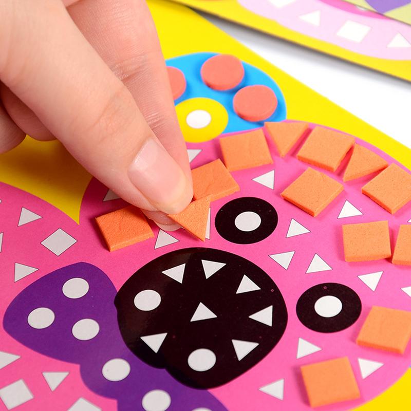 6Sheets/Set Random Mosaic Cartoon Stickers Self Adhesive Handmade Artclass Props DIY Stationery Fun Rewards School Accessory ZYF