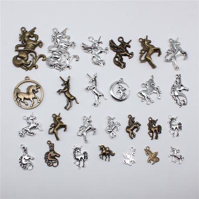 10 Stück Anhänger Pferd Einhorn Tibetische Bronze Silberfarbe Anhänger Antiker Schmuckherstellung DIY Handgemachtes Handwerk