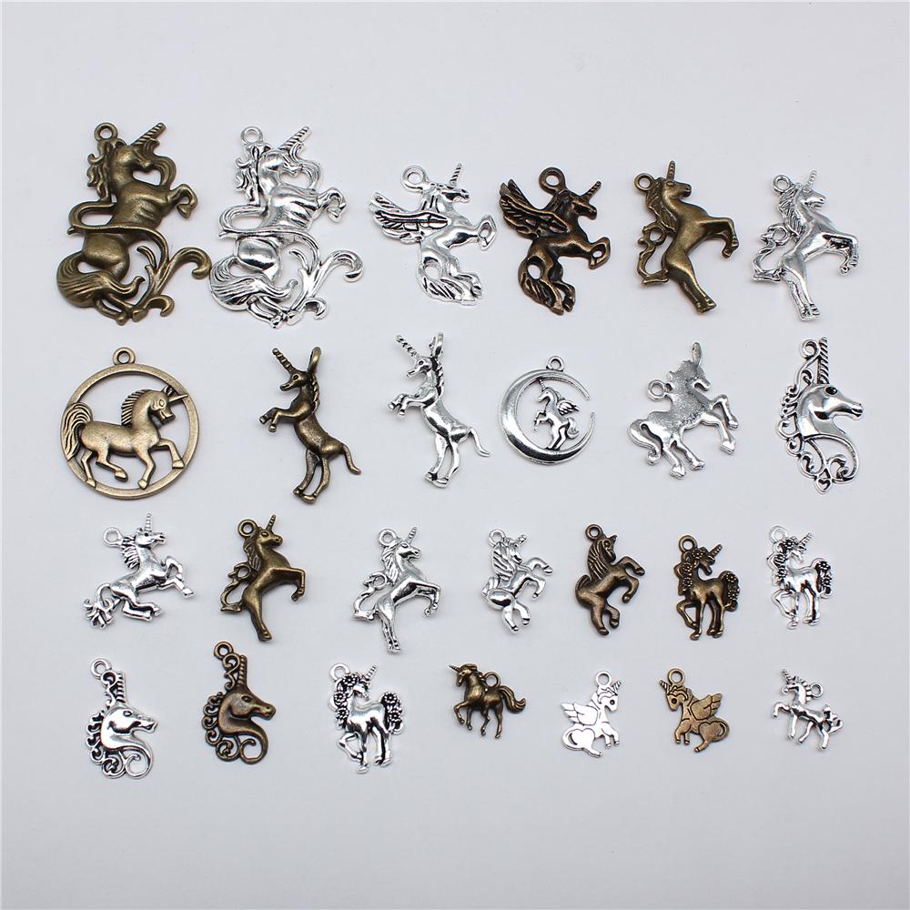 10 Stück Anhänger Pferd Einhorn Tibetische Bronze Silberfarbe Anhänger Antiker Schmuckherstellung DIY Handgemachtes Handwerk