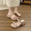 2025 Korean version of summer new fashion one-word slippers platform muffin shoes open-toed cool slippers