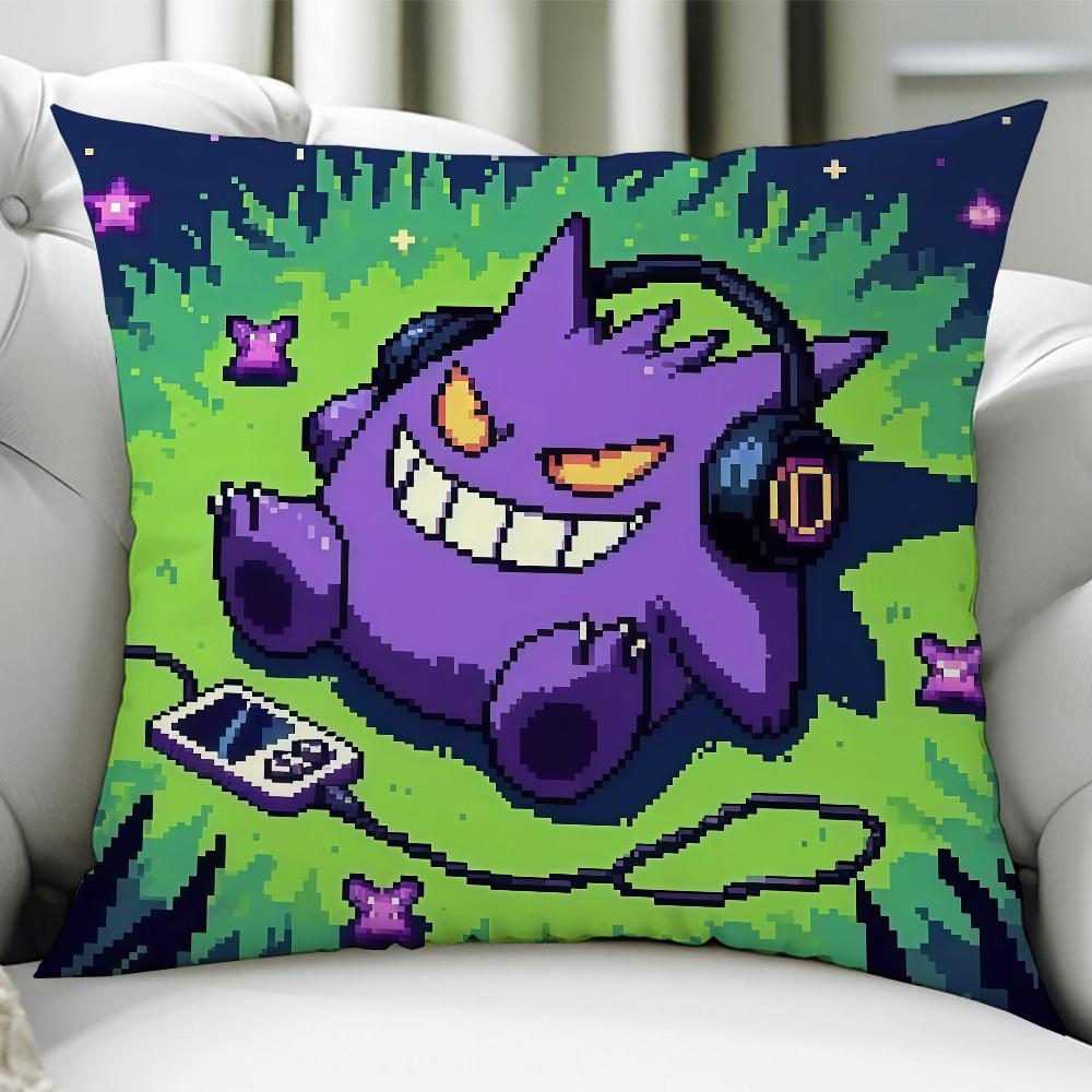 Cute GGengarES BKM Cushion Cover Birthday Anniversary Gifts Double Sided Printed Zipper Cushion Cover Soft Skin Bedding