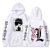 Men's street sweatshirt Death Note L print anime hoodie plus velvet men and women autumn and winter comfortable sweatshirt