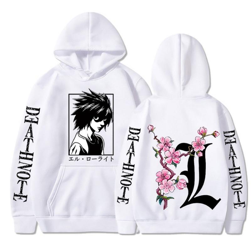 Men's street sweatshirt Death Note L print anime hoodie plus velvet men and women autumn and winter comfortable sweatshirt