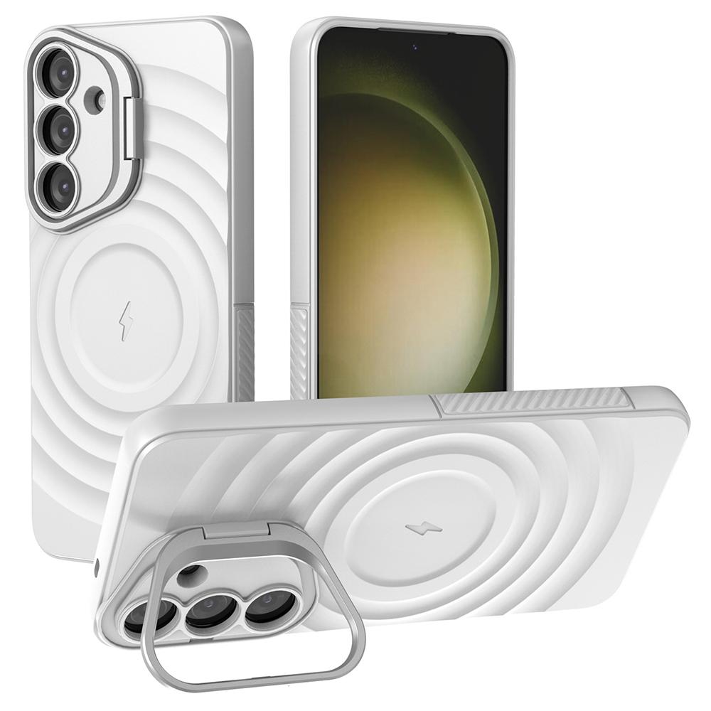 For Samsung Galaxy S25 Case Compatible with MagSafe PC Kickstand Ripple Texture TPU Phone Cover