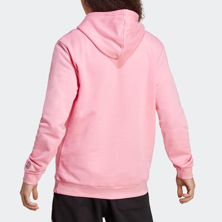 Adidas Originals Trefoil Logo Printed Long Sleeve Hooded Sweatshirt Unisex Sweatshirt Pink IA6393