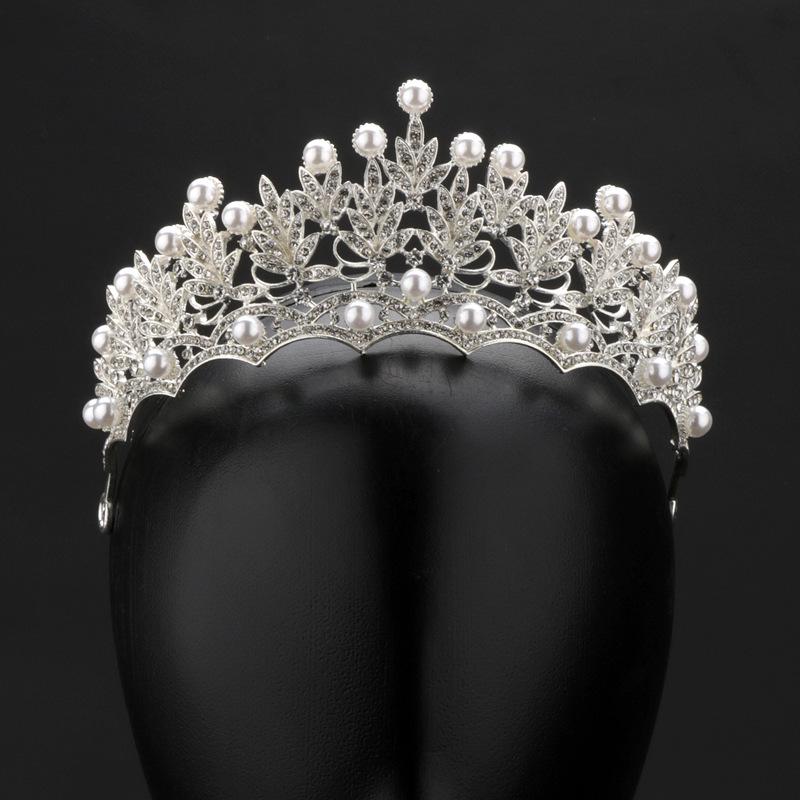Xiao Ming Pearl & Rhinestone Bridal Crown - Korean Style Wedding Headdress Jewelry
