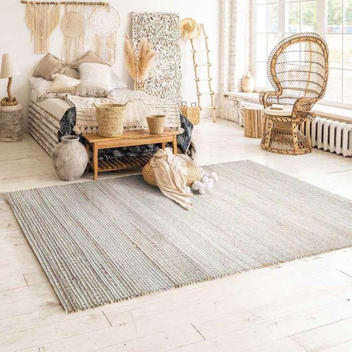 Woven and Braided Rug In Jute and Natural Cotton 160x230