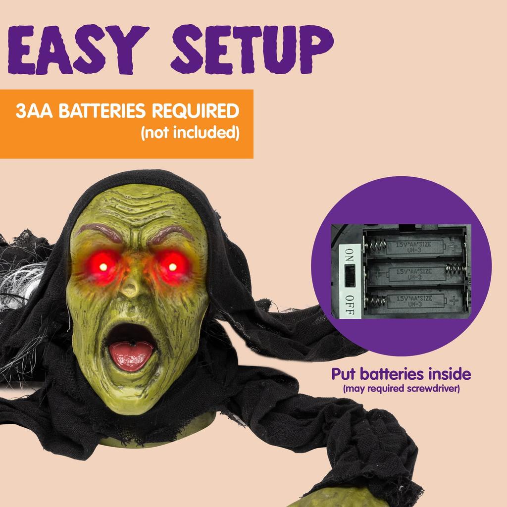 Joyfy 1pc Groundbreaker Halloween Decorations Zombie with Sound and Flashing Eyes Outdoor Scary Halloween Yard Decorations