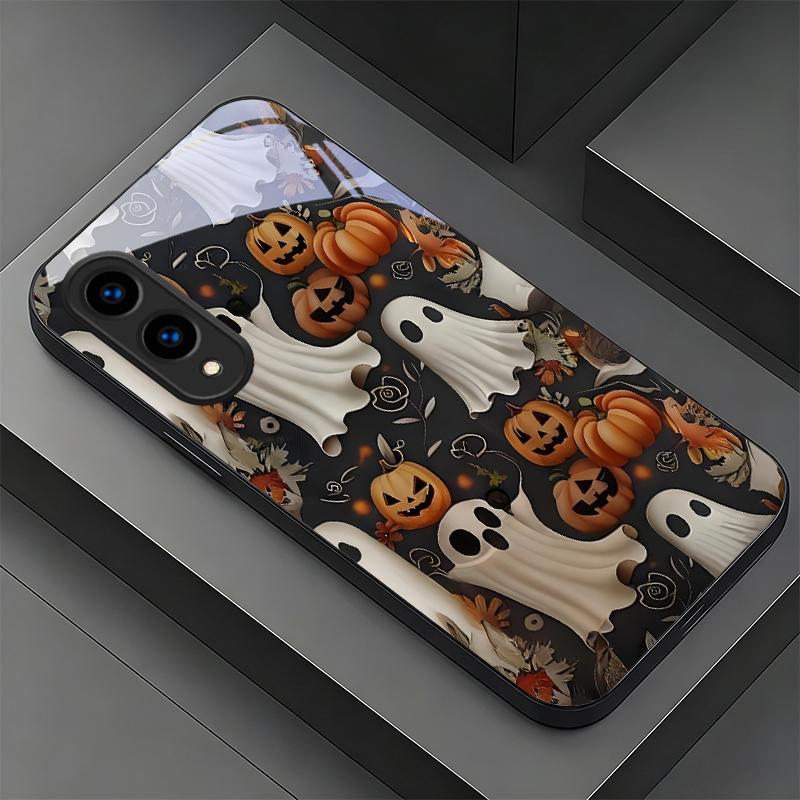 Halloween Ghost Art Black Phone Case For Samsung Galaxy S26 Ultra S25 Edge S24 FE S23 Plus S22 S21 S20 S22 S24 Glass Back Cover
