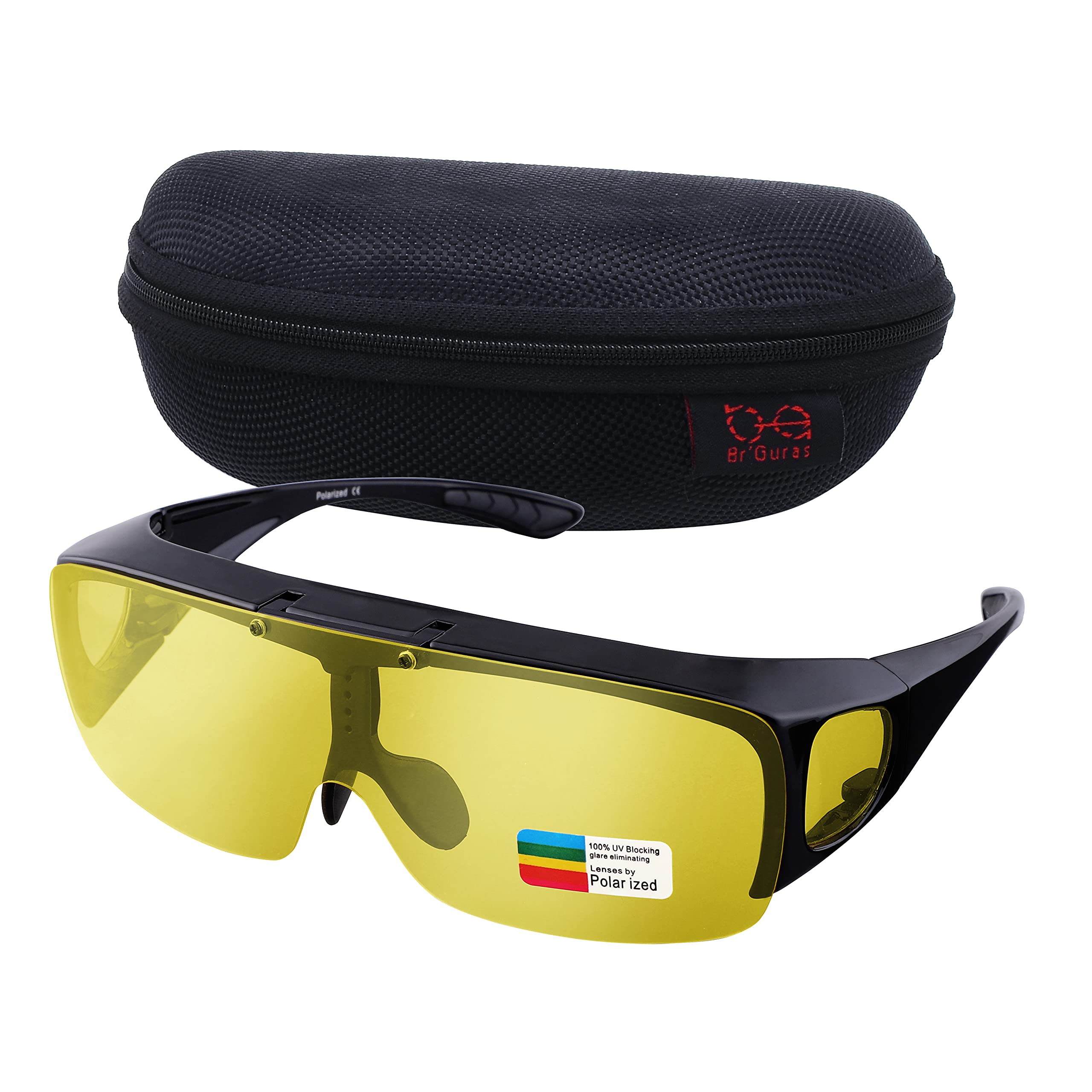 

Br Guras Men s Polarized Sunglasses for Sports and Driving, UV400 Protection, Flip-Up Design, Windproof and Sandproof, Fits Over Glasses, Cycling,