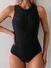 Badedrakt for kvinner Sexy glidelås Ett stykke bodysuit Sommer Enkel klassisk badedrakt Dame Mote Badebukse