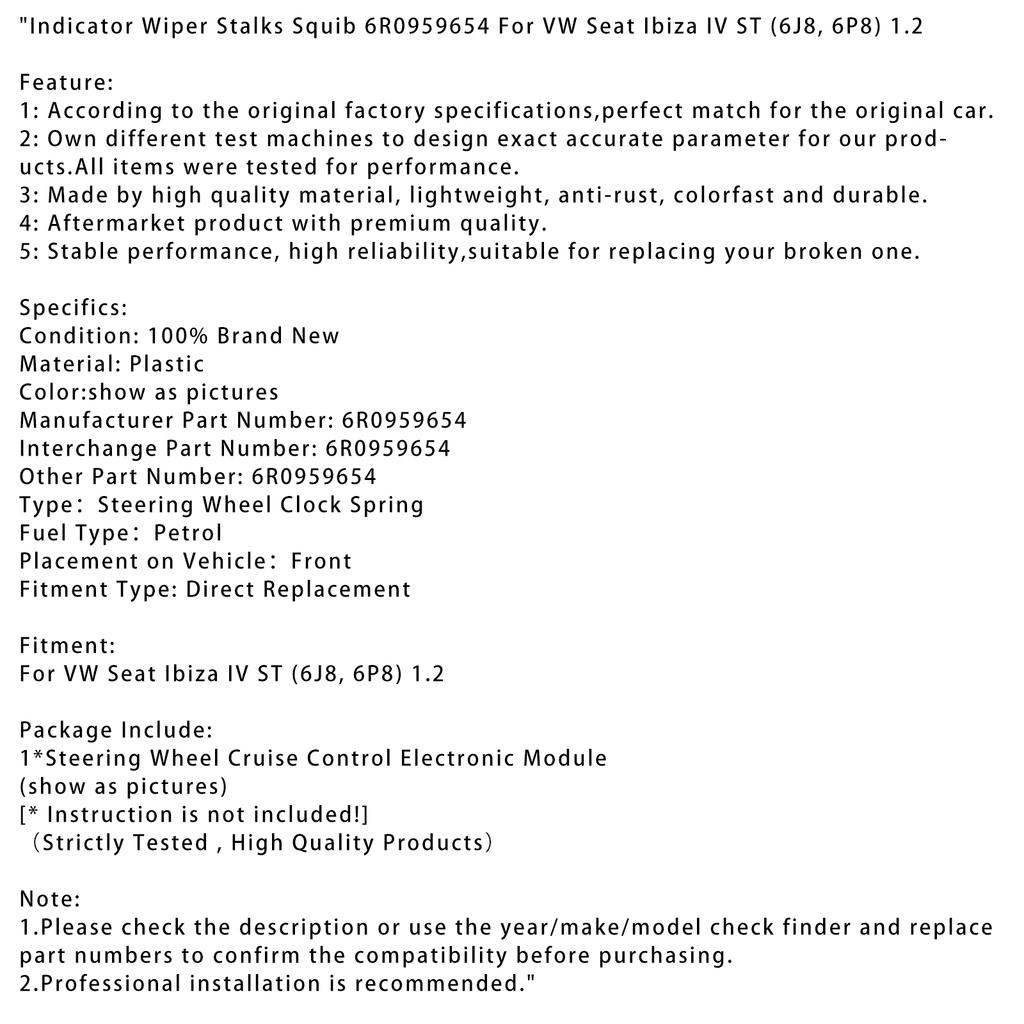 Manetki kierunkowskazów i wycieraczek 6R0959654 Dla VW Seat Ibiza IV ST (6J8,6P8) 1.2