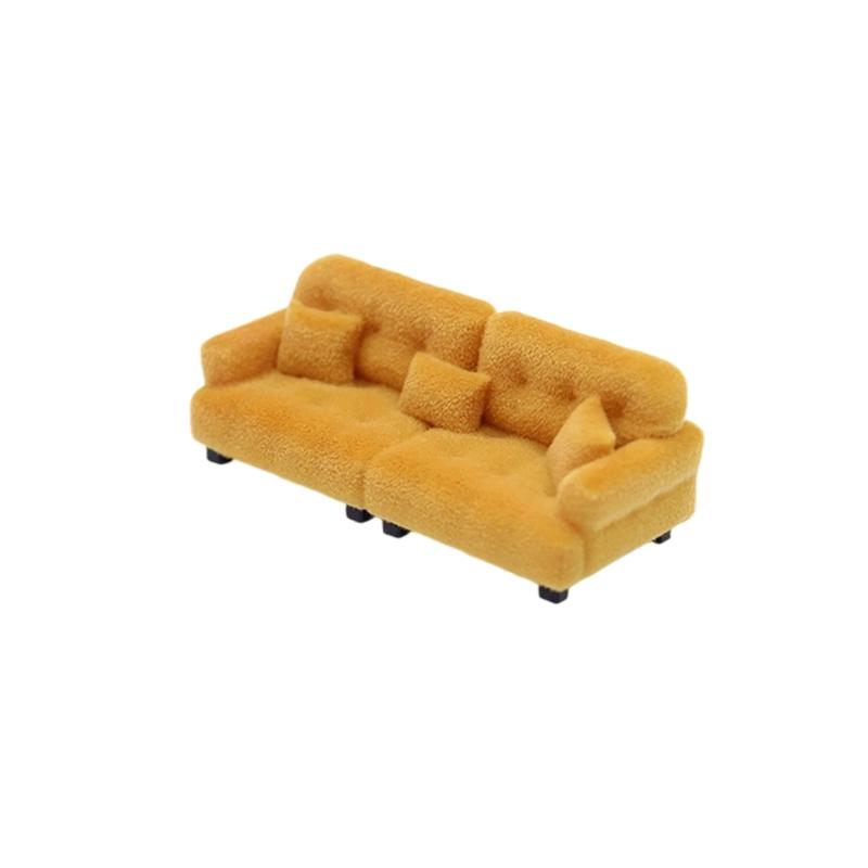 

Realistic Miniature Sofa With Cushion and Pillow For Doll house Scene Display Decoration And Crafting Project Supply 1 to 30 коричневый