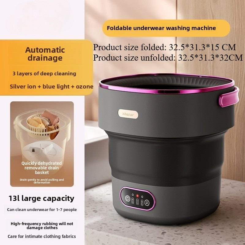 Mini Washer for Underwear Pants &Socks 13L High-capacity Spin Basket Clothes Folding Washing Machine Hidden Drainage Pipe Washer