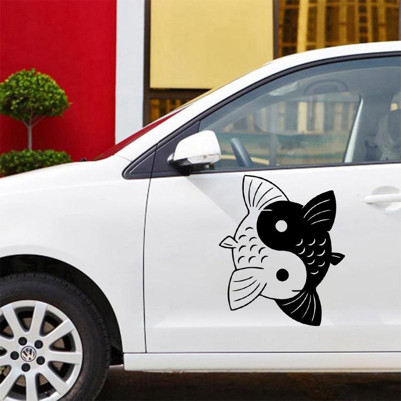 Fashion Yin And Yang Animals Car Sticker Styling Engine Hood Motorcycle Decal Decor Mural Vinyl Covers Autosticker Car-Styling