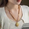 Ancient Style Hand-Woven Olive Pit & Jadeite Pendant Necklace for Women